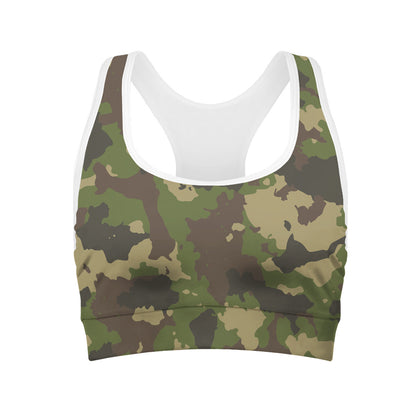 Classic Green Camouflage Print Women's Sports Bra