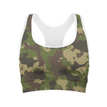 Classic Green Camouflage Print Women's Sports Bra