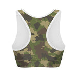 Classic Green Camouflage Print Women's Sports Bra