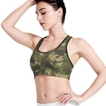 Classic Green Camouflage Print Women's Sports Bra