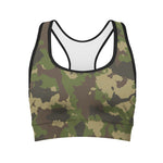 Classic Green Camouflage Print Women's Sports Bra