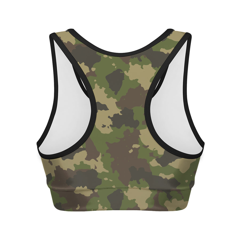 Classic Green Camouflage Print Women's Sports Bra