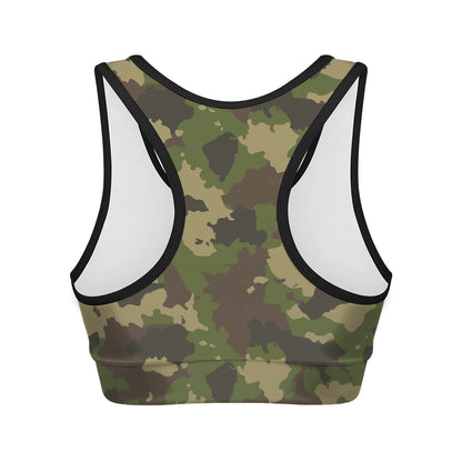 Classic Green Camouflage Print Women's Sports Bra