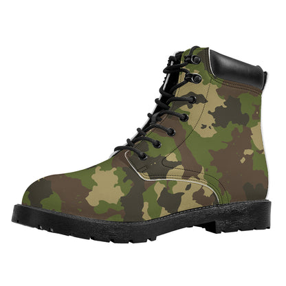 Classic Green Camouflage Print Work Boots