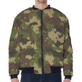 Classic Green Camouflage Print Zip Sleeve Bomber Jacket