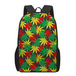 Classic Hemp Leaves Reggae Pattern Print 17 Inch Backpack