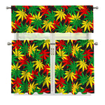 Classic Hemp Leaves Reggae Pattern Print 3 Piece Kitchen Curtains