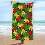 Classic Hemp Leaves Reggae Pattern Print Beach Towel