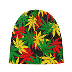 Classic Hemp Leaves Reggae Pattern Print Beanie