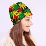 Classic Hemp Leaves Reggae Pattern Print Beanie