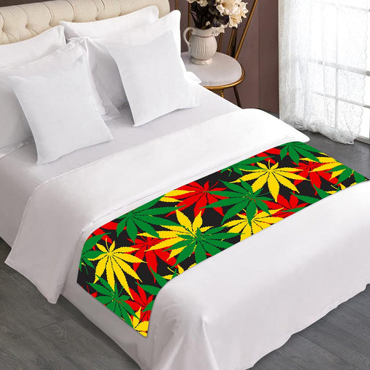 Classic Hemp Leaves Reggae Pattern Print Bed Runner