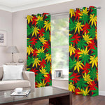 Classic Hemp Leaves Reggae Pattern Print Blackout Grommet Curtains