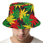 Classic Hemp Leaves Reggae Pattern Print Bucket Hat
