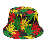 Classic Hemp Leaves Reggae Pattern Print Bucket Hat