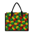 Classic Hemp Leaves Reggae Pattern Print Canvas Tote Bag