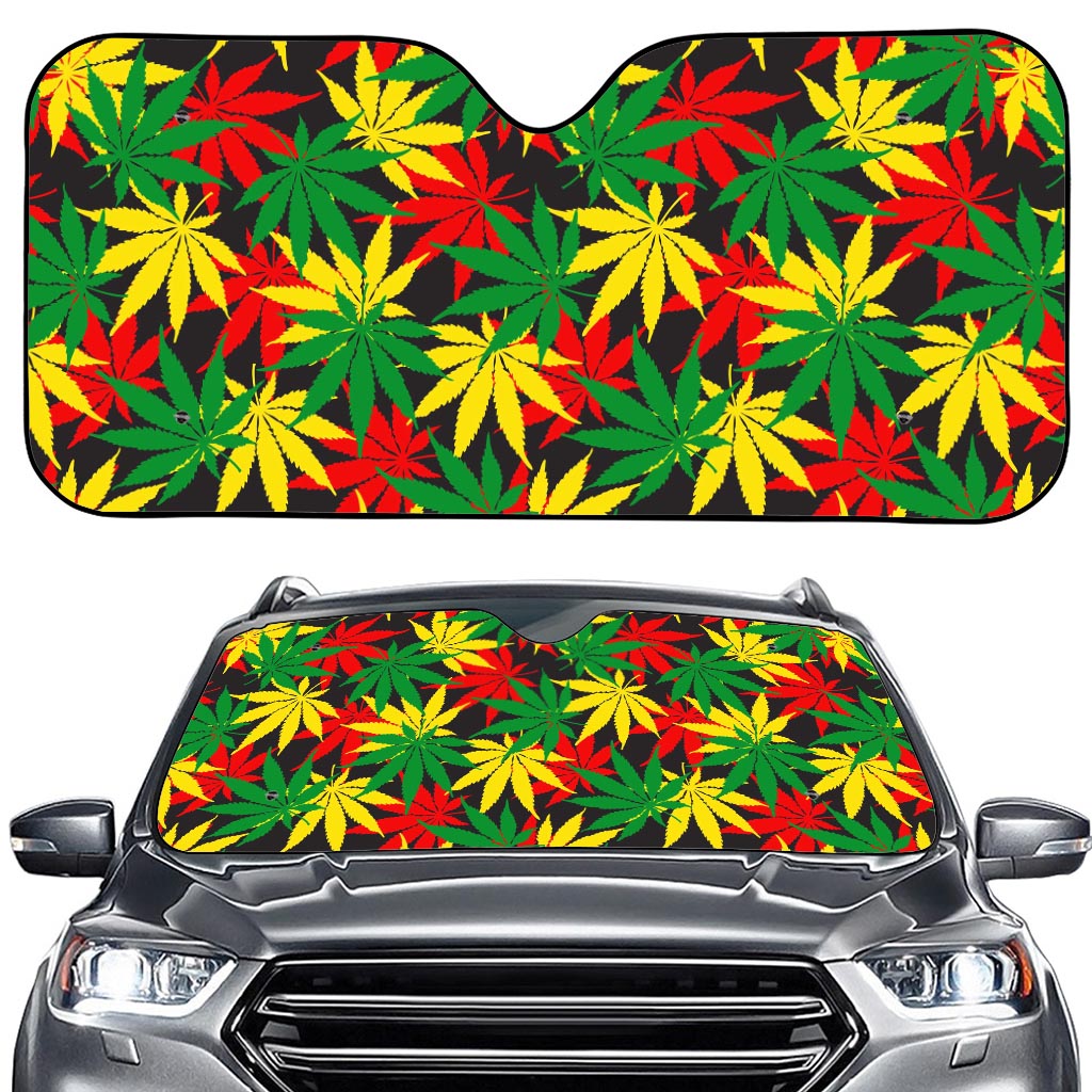 Classic Hemp Leaves Reggae Pattern Print Car Windshield Sun Shade