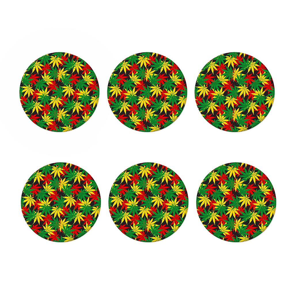 Classic Hemp Leaves Reggae Pattern Print Coaster Set