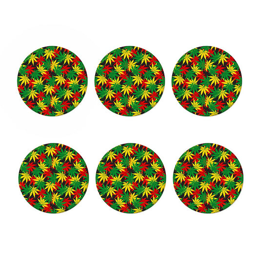 Classic Hemp Leaves Reggae Pattern Print Coaster Set