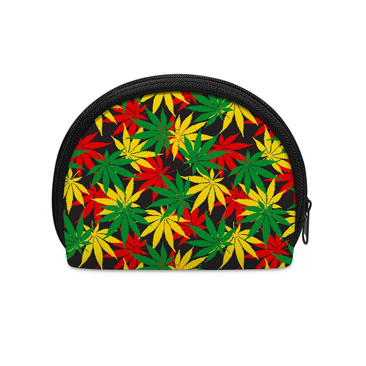 Classic Hemp Leaves Reggae Pattern Print Coin Purse