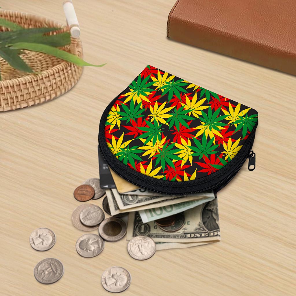 Classic Hemp Leaves Reggae Pattern Print Coin Purse