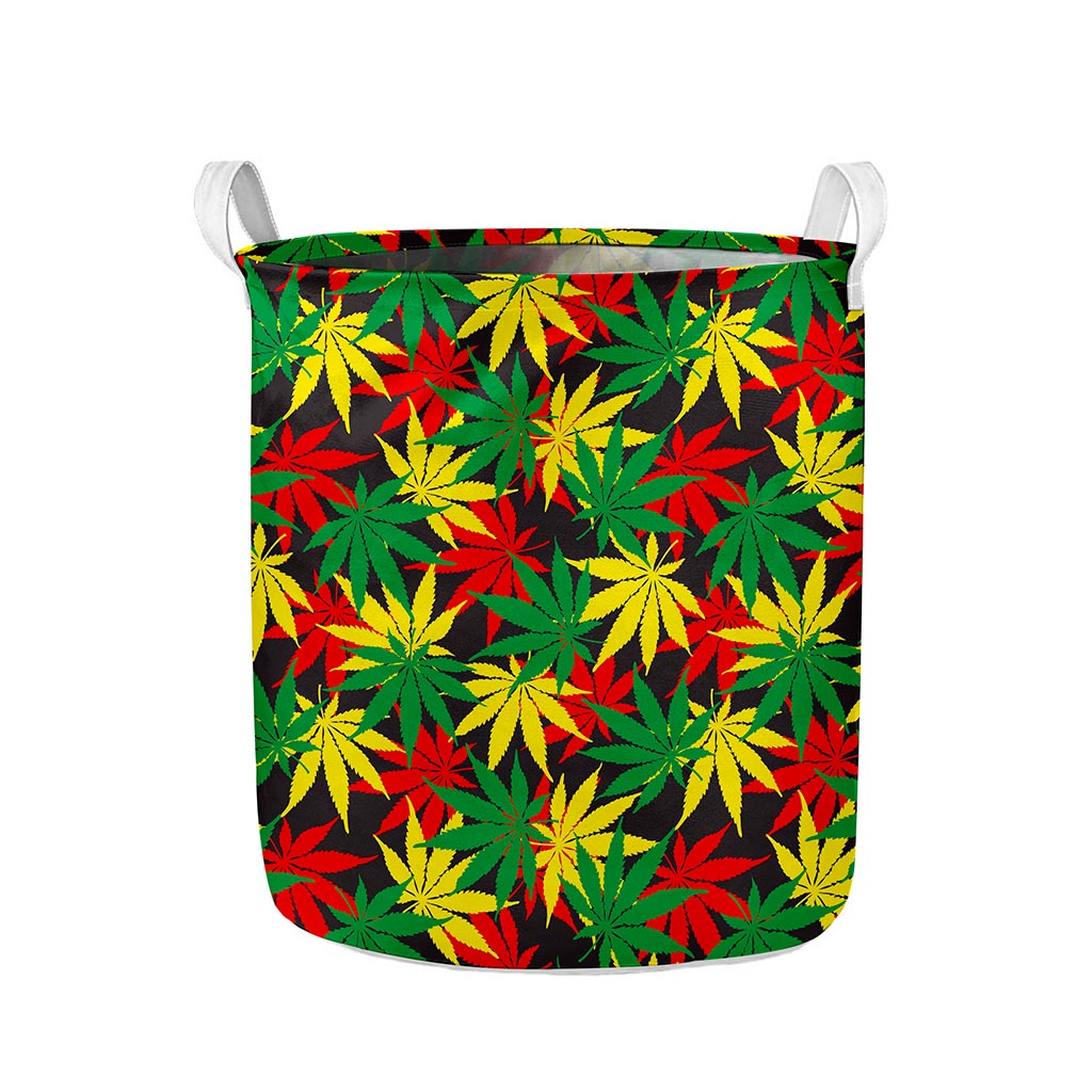 Classic Hemp Leaves Reggae Pattern Print Collapsible Laundry Basket