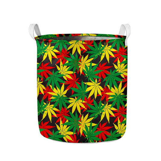 Classic Hemp Leaves Reggae Pattern Print Collapsible Laundry Basket