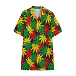 Classic Hemp Leaves Reggae Pattern Print Cotton Hawaiian Shirt