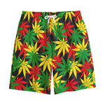 Classic Hemp Leaves Reggae Pattern Print Cotton Shorts