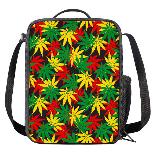 Classic Hemp Leaves Reggae Pattern Print Crossbody Lunch Bag
