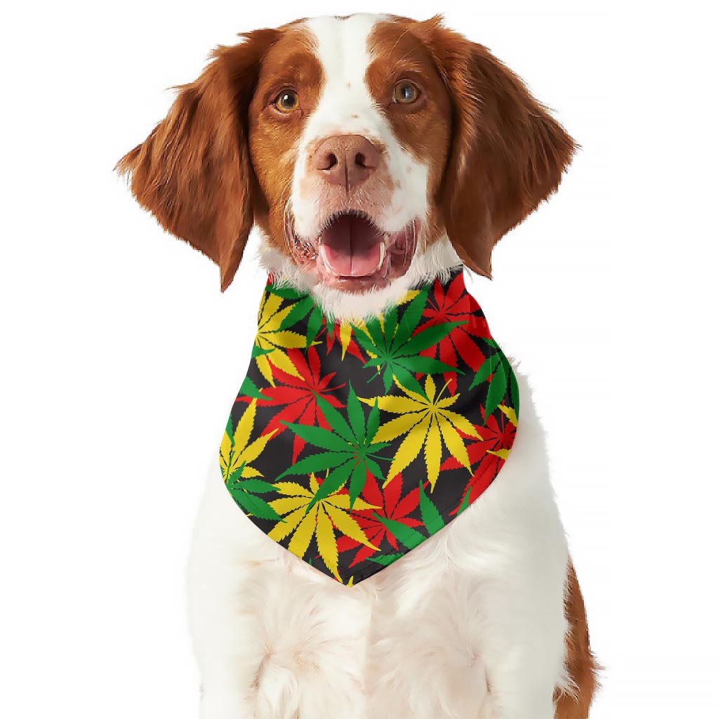 Classic Hemp Leaves Reggae Pattern Print Dog Bandana