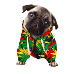 Classic Hemp Leaves Reggae Pattern Print Dog Zip Up Hoodie
