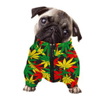 Classic Hemp Leaves Reggae Pattern Print Dog Zip Up Jacket