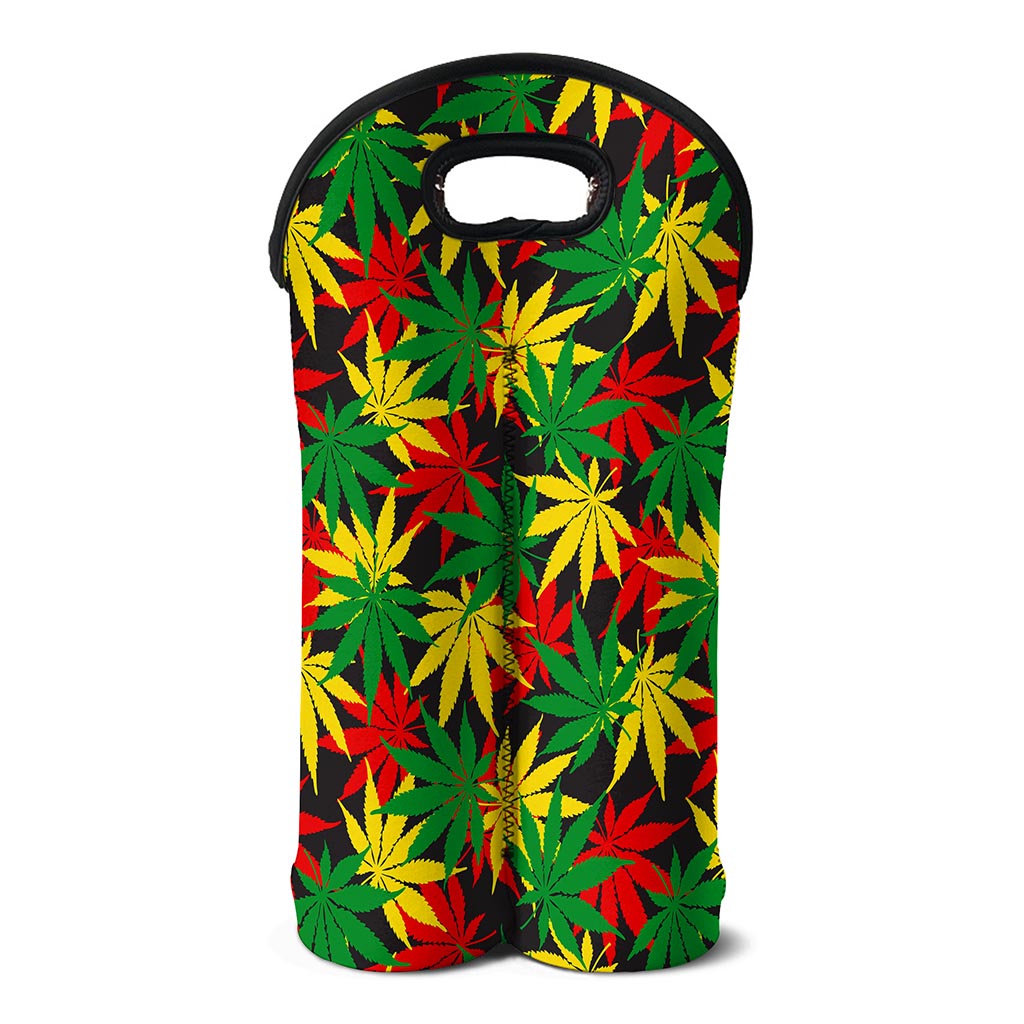 Classic Hemp Leaves Reggae Pattern Print Double Neoprene Wine Tote
