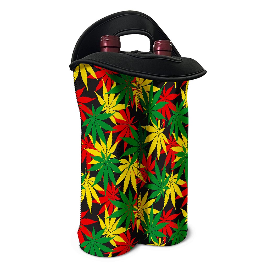 Classic Hemp Leaves Reggae Pattern Print Double Neoprene Wine Tote