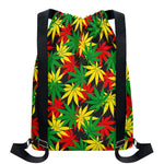 Classic Hemp Leaves Reggae Pattern Print Drawstring Backpack