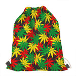 Classic Hemp Leaves Reggae Pattern Print Drawstring Bag