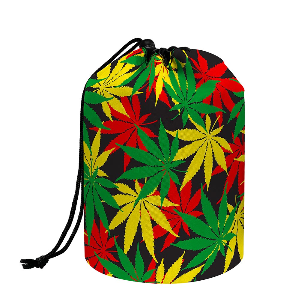 Classic Hemp Leaves Reggae Pattern Print Drawstring Makeup Bag
