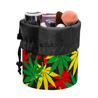 Classic Hemp Leaves Reggae Pattern Print Drawstring Makeup Bag