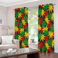 Classic Hemp Leaves Reggae Pattern Print Extra Wide Grommet Curtains