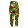 Classic Hemp Leaves Reggae Pattern Print Fleece Lined Knit Pants
