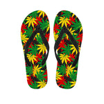 Classic Hemp Leaves Reggae Pattern Print Flip Flops