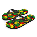 Classic Hemp Leaves Reggae Pattern Print Flip Flops