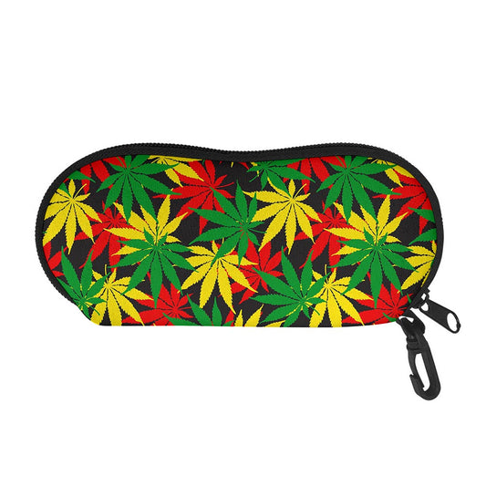 Classic Hemp Leaves Reggae Pattern Print Glasses Case