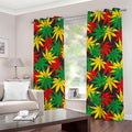 Classic Hemp Leaves Reggae Pattern Print Grommet Curtains