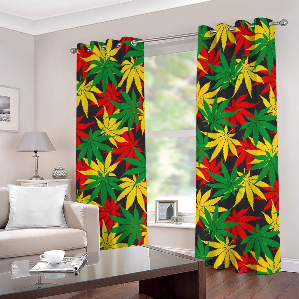 Classic Hemp Leaves Reggae Pattern Print Grommet Curtains