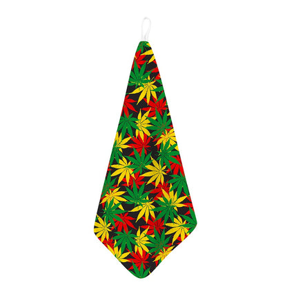 Classic Hemp Leaves Reggae Pattern Print Hand Towel