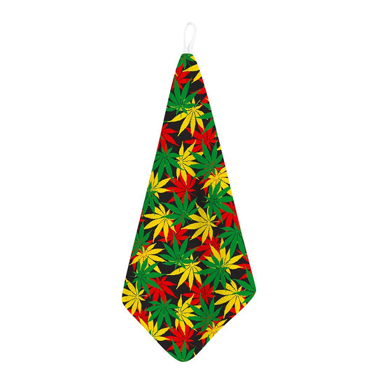 Classic Hemp Leaves Reggae Pattern Print Hand Towel