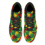 Classic Hemp Leaves Reggae Pattern Print High Top Leather Sneakers