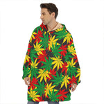 Classic Hemp Leaves Reggae Pattern Print Hoodie Blanket