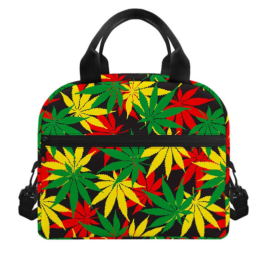Classic Hemp Leaves Reggae Pattern Print Insulated Lunch Bag